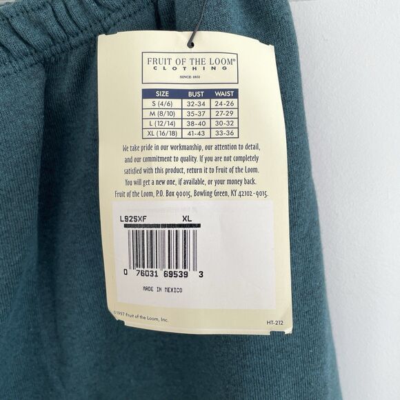 90s Vintage Fruit of the Loom Sweatpants Green Fleece Joggers Deadstock NWT XL - Picture 6 of 14